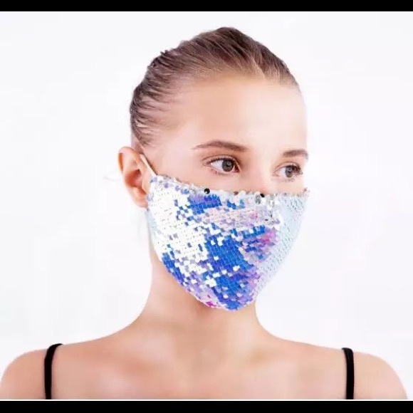 Sequin Iridescent Mask with Adjustable ear loops - Picture 3 of 4